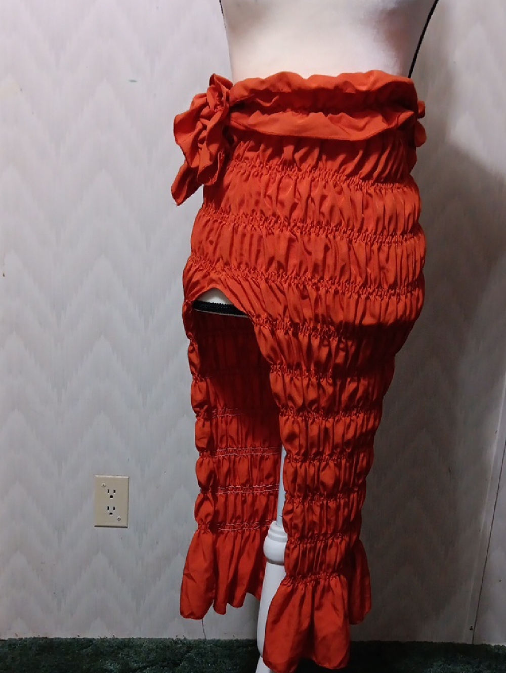 SHEIN Bright Orange Ruched Skirt with Smocked Waist